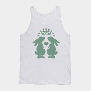 green romantic damask pattern with rabbits Tank Top